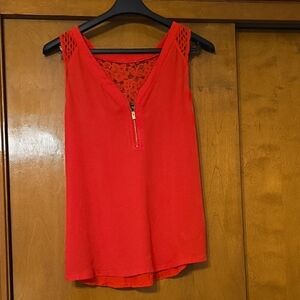 Express Red Lace-Back Zip Front Camisole